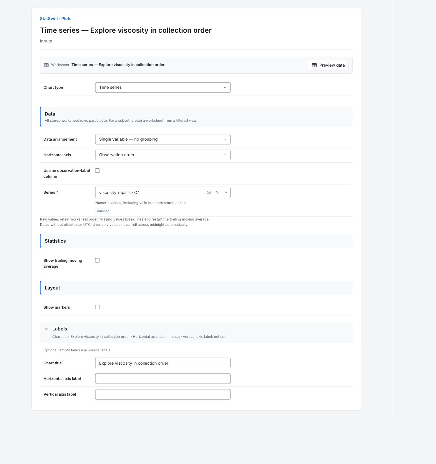 Plots: Inputs with the example’s assignments and settings